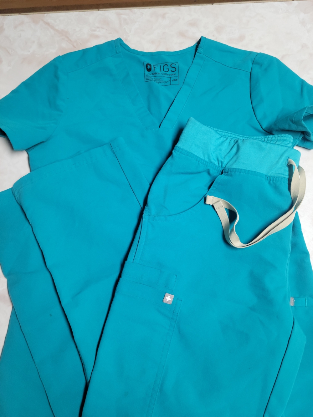 FIGS Teal Scrub Set Catrina Top XXS Kade XS Petite Pants